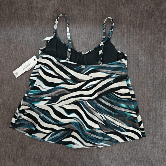 NWT Amoressa Women's Swimwear Swing Underwire Bra Mesh Inset Tankini Top Size 10 - Picture 9 of 14